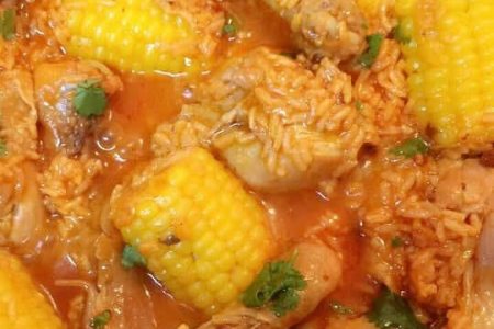 Homemade Arroz Con Pollo And Corn